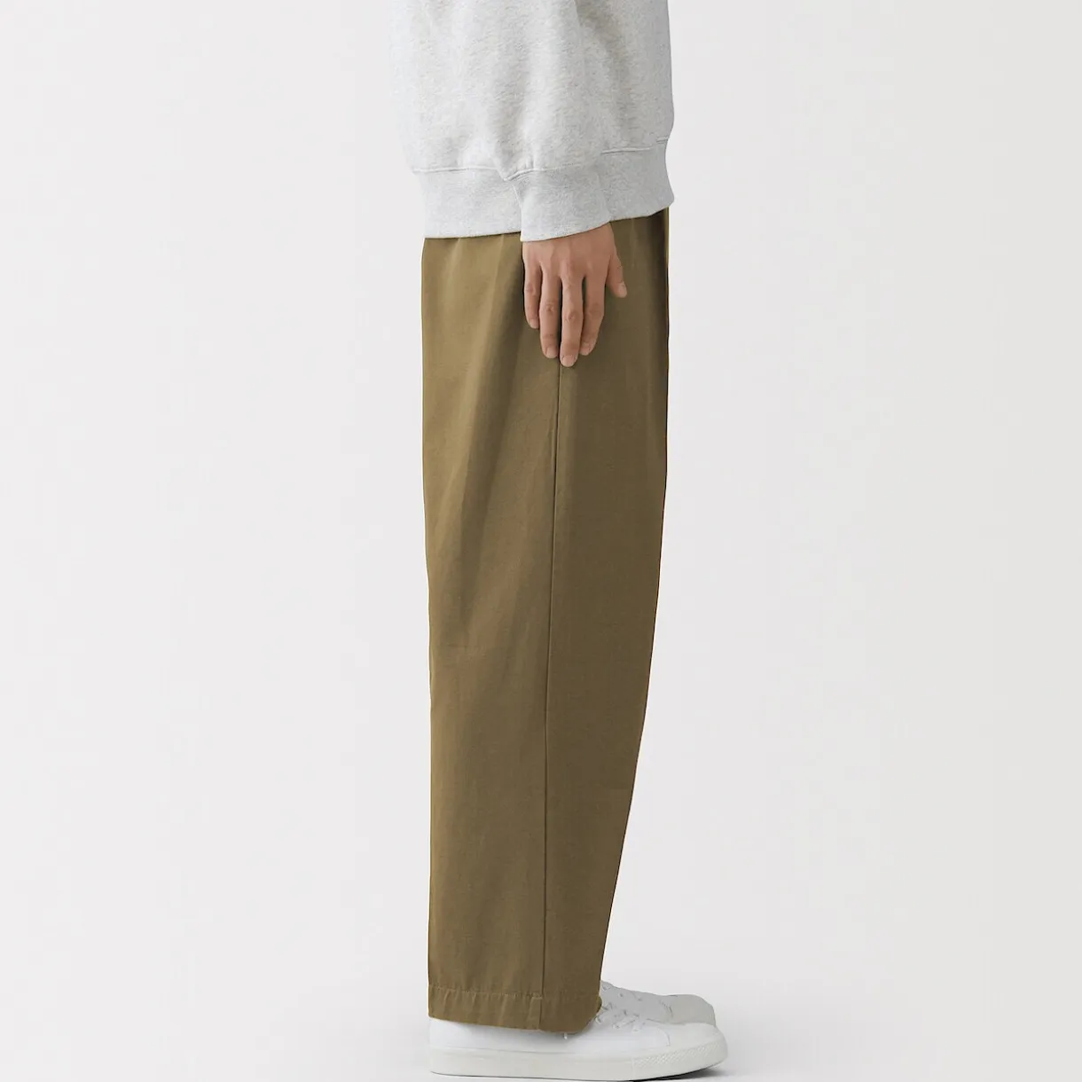 Pantalon Chino à pinces en coton stretch coupe wide homme
