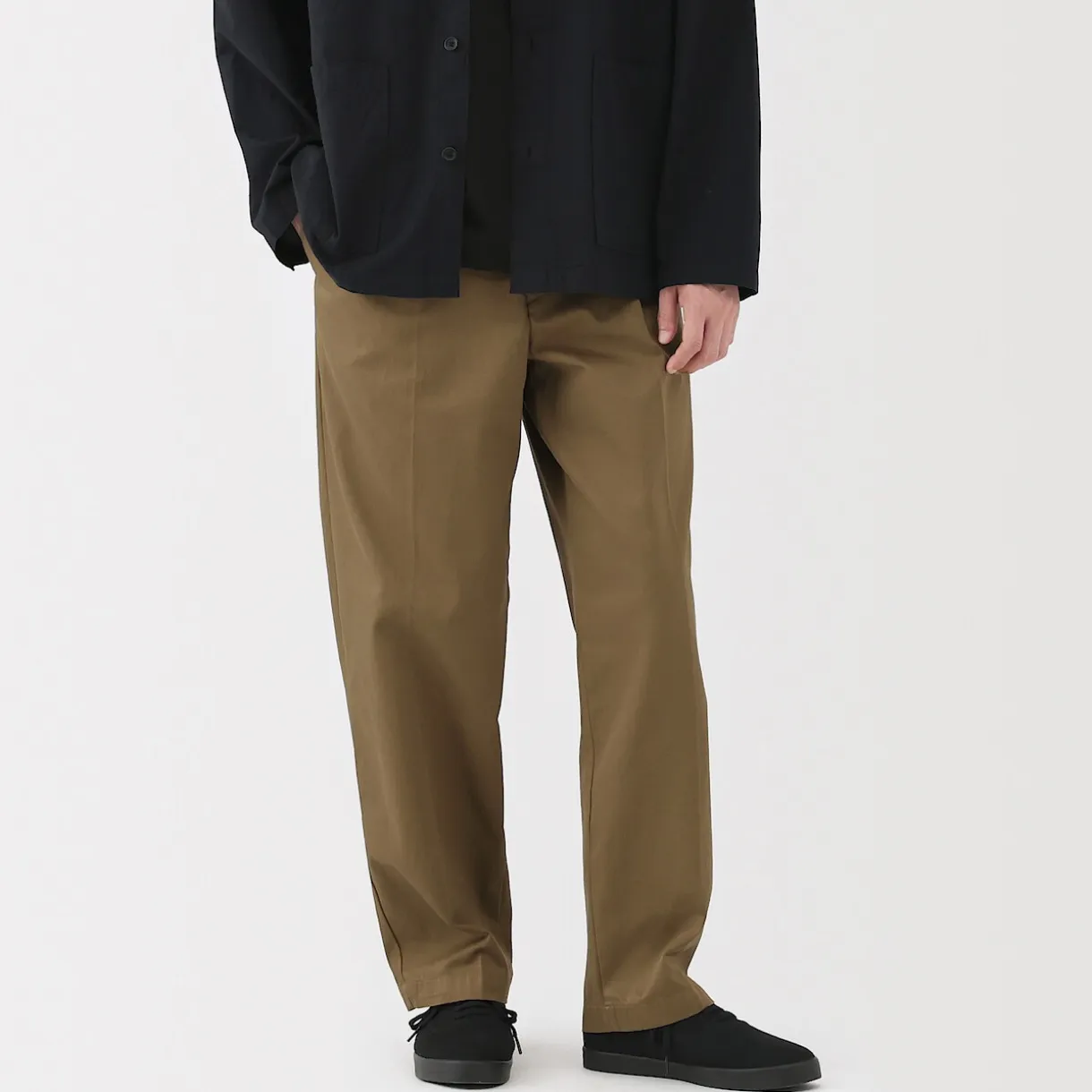 Pantalon Chino à pinces en coton stretch coupe wide homme