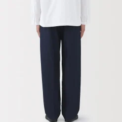 Pantalon Chino Indigo à pinces en coton stretch coupe wide homme