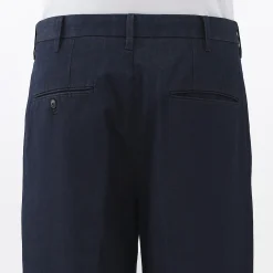Pantalon Chino Indigo à pinces en coton stretch coupe wide homme