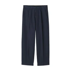 Pantalon Chino Indigo à pinces en coton stretch coupe wide homme