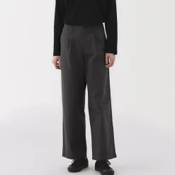 Pantalon chino long à pinces en coton coupe large pour femme