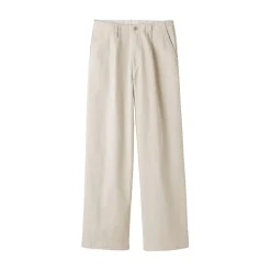 Pantalon chino long à pinces en coton coupe large pour femme