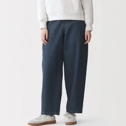 Pantalon coupe cocon en denim et kapok mélangé pour femme