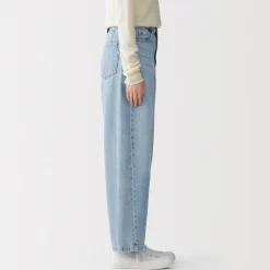 Pantalon coupe cocon en denim et kapok mélangé pour femme