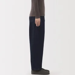 Pantalon coupe cocon en denim et kapok mélangé pour femme