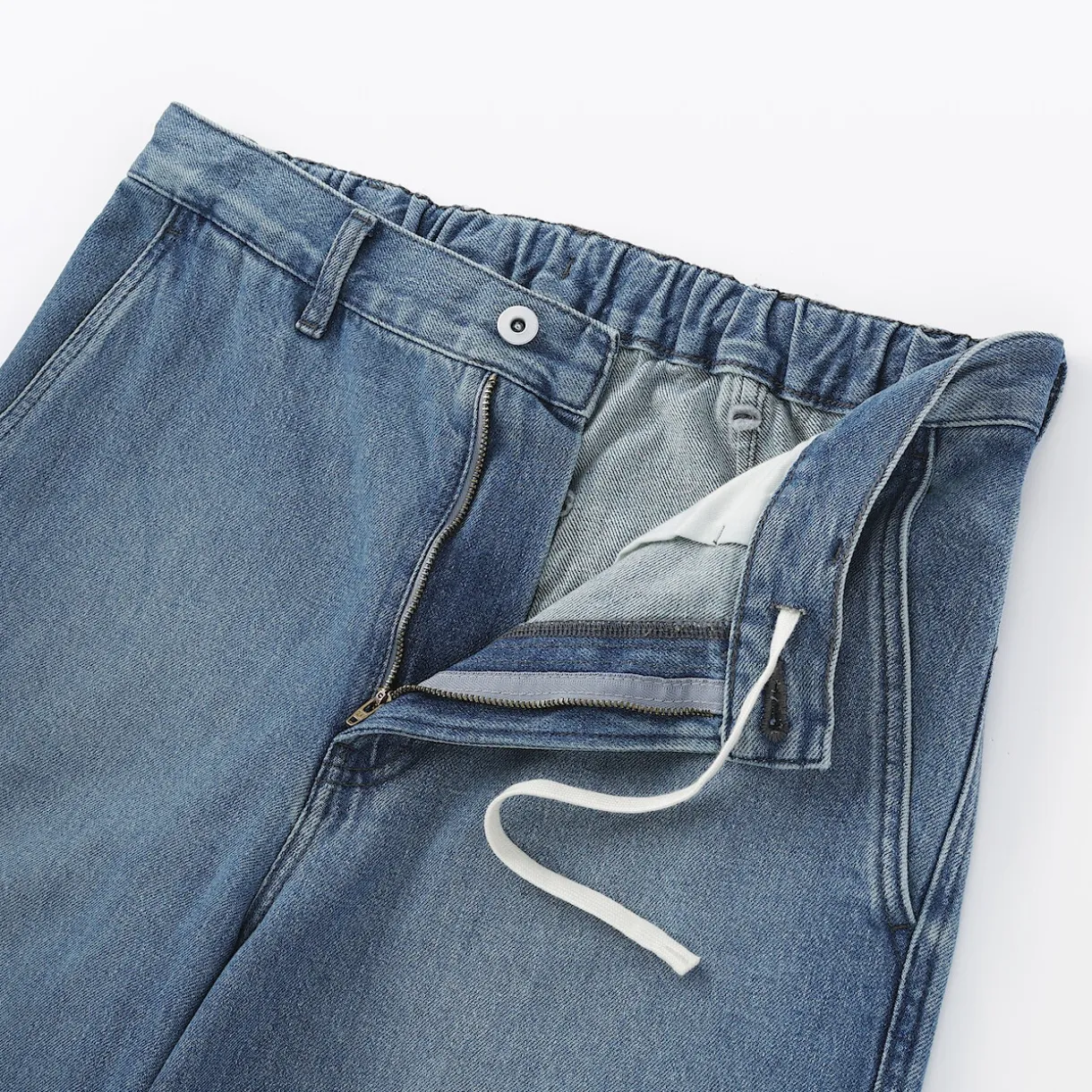 Pantalon coupe large en denim et kapok mélangé pour homme