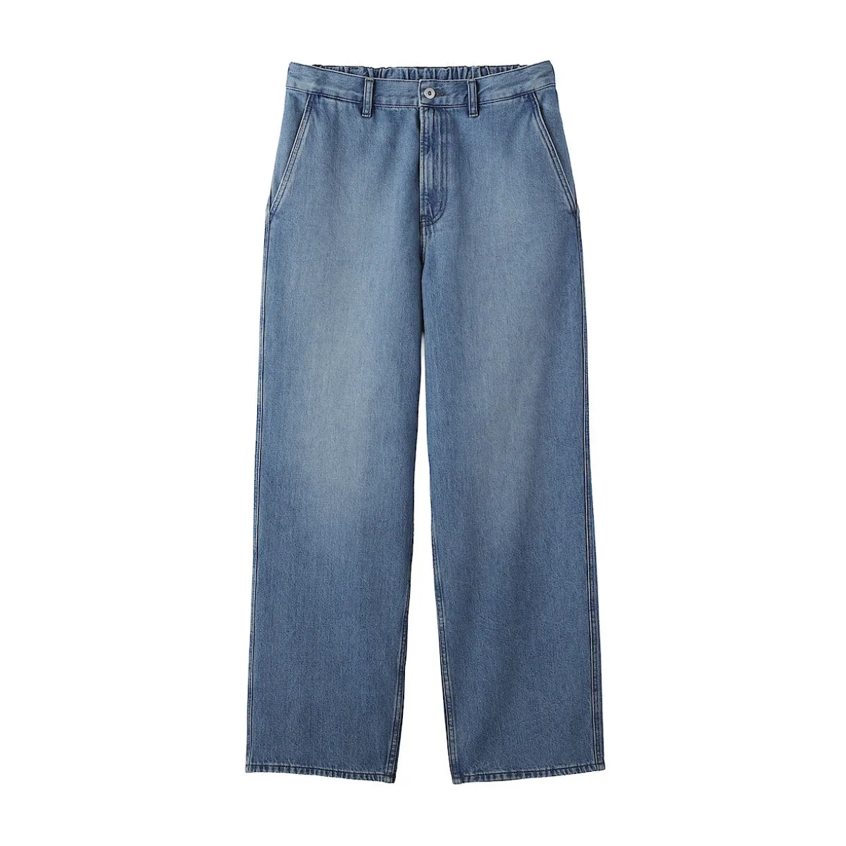 Pantalon coupe large en denim et kapok mélangé pour homme