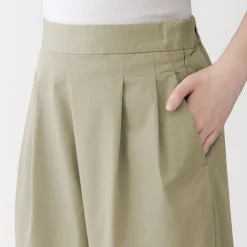Pantalon fuselé à jambes larges en sergé de coton mélangé pour femme