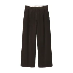 Pantalon large à plis en velours côtelé mélangé kapok pour femme