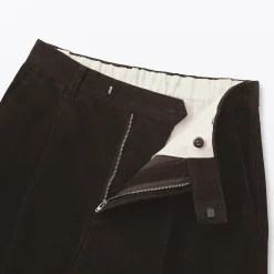 Pantalon large à plis en velours côtelé mélangé kapok pour femme