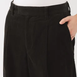 Pantalon large à plis en velours côtelé mélangé kapok pour femme