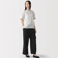 Pantalon large en lin lavé pour femme