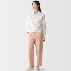 Pantalon longueur cheville en coton délavé pour femme