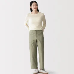 Pantalon longueur cheville en coton délavé pour femme