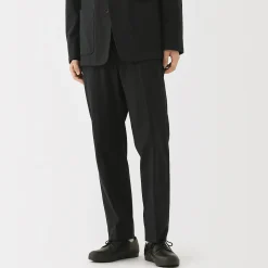 Pantalon plissé ajusté en stretch brossé pour homme