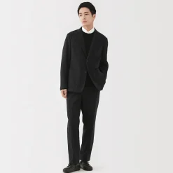 Pantalon plissé ajusté en stretch brossé pour homme