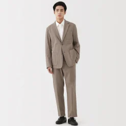 Pantalon plissé ajusté en stretch brossé pour homme