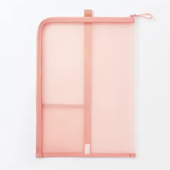 Porte-documents en nylon maillé avec fermeture éclair - A4, Rose