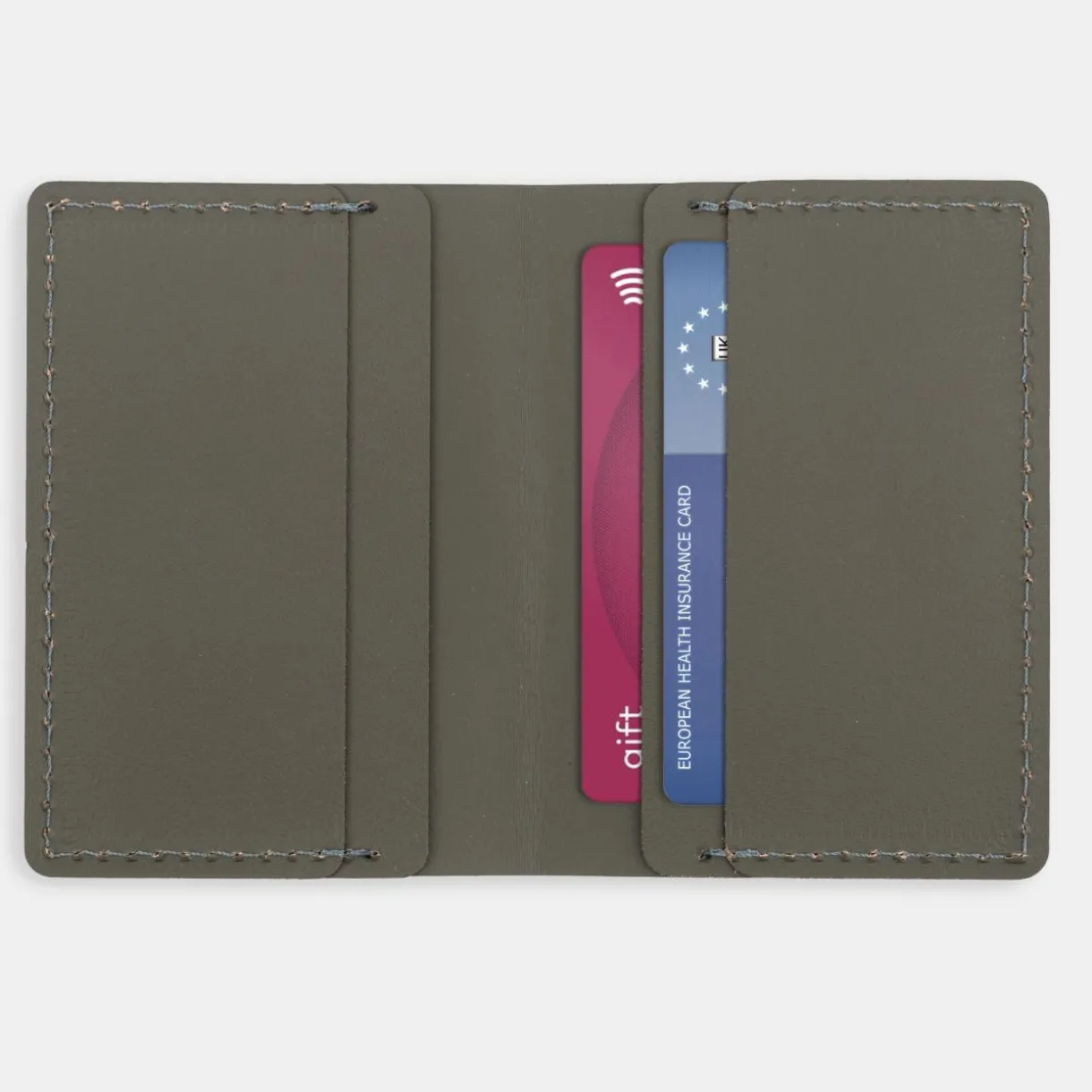 Portefeuille de voyage en cuir recyclé - Kaki