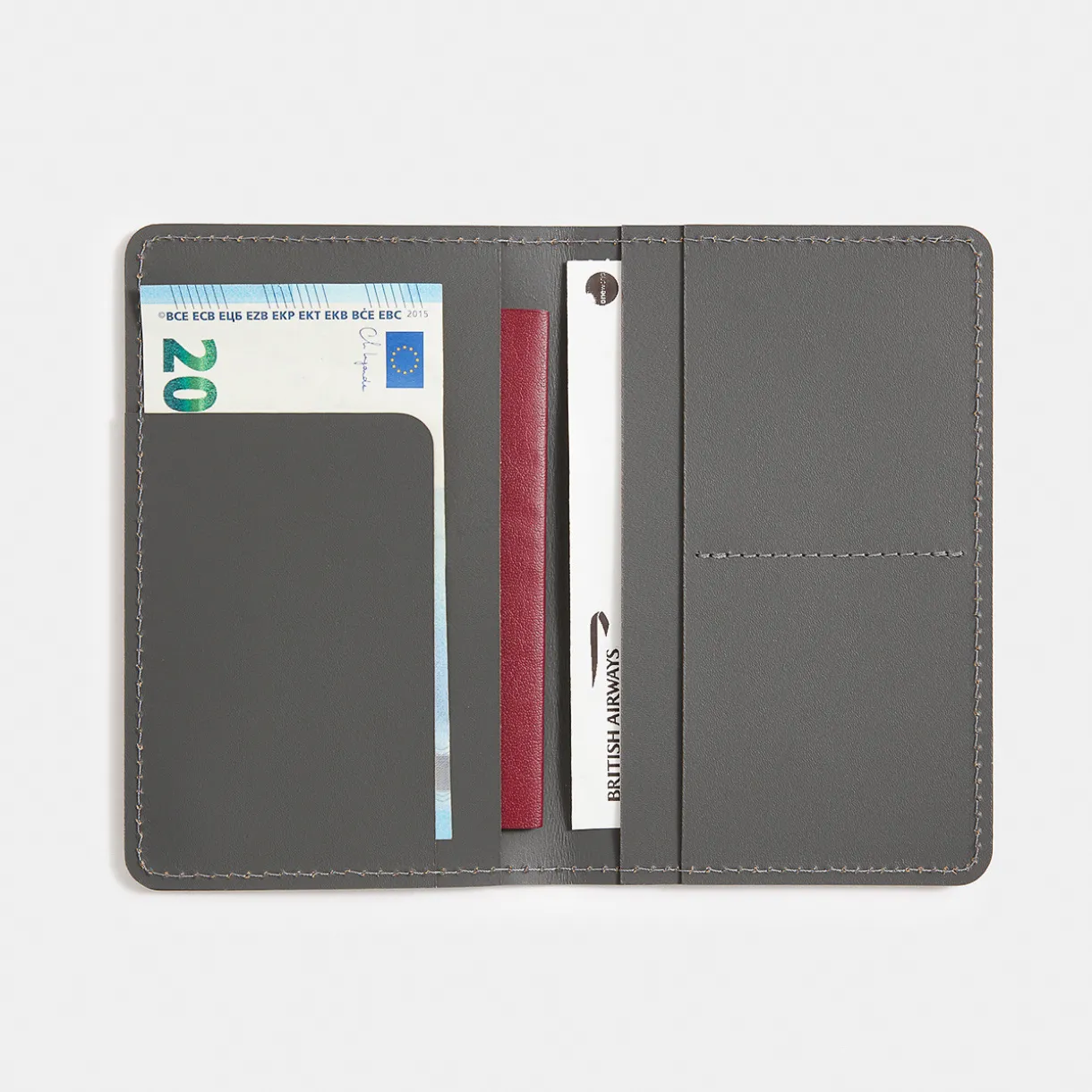 Porte‐passeport en cuir recyclé - Grafite
