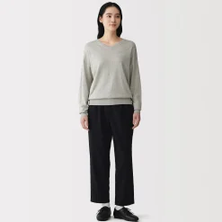 Pull à col en V en mélange de fibres de soja pour femme