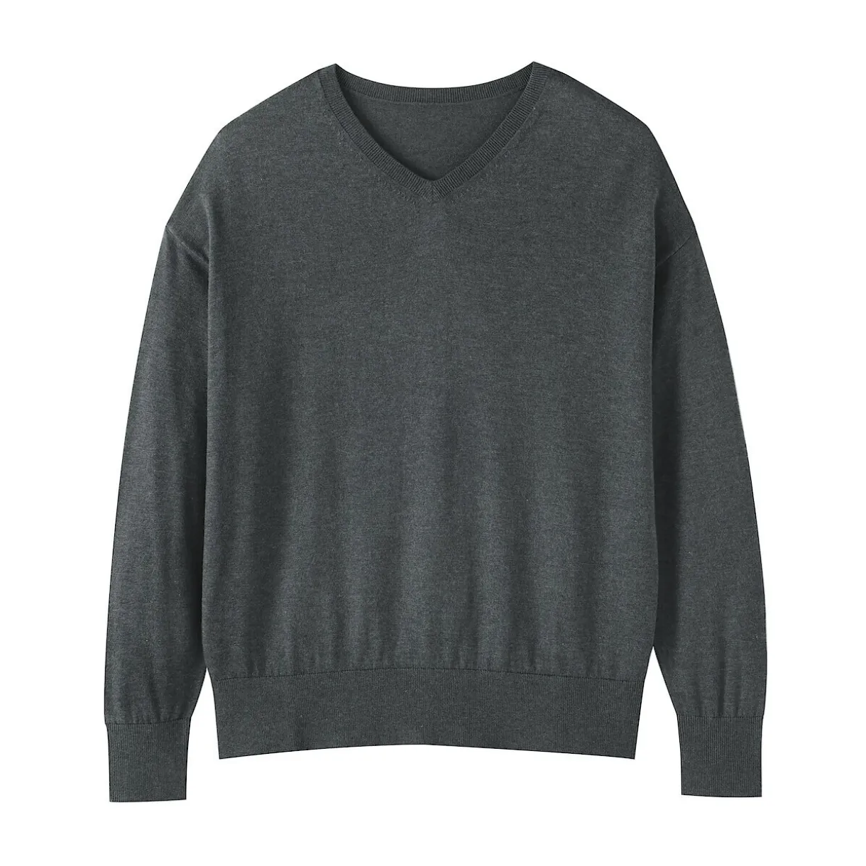 Pull à col en V en mélange de fibres de soja pour femme