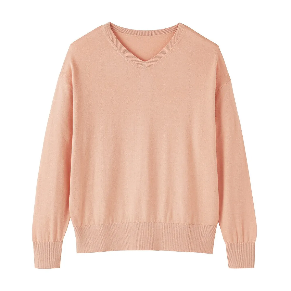 Pull à col en V en mélange de fibres de soja pour femme