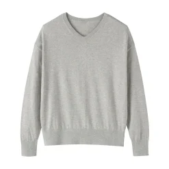 Pull à col en V en mélange de fibres de soja pour femme