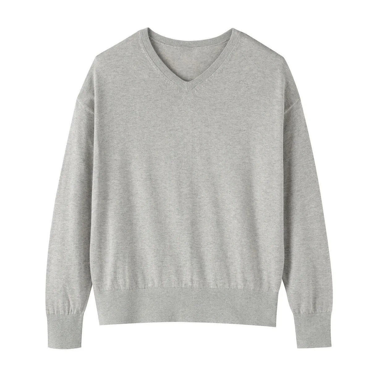Pull à col en V en mélange de fibres de soja pour femme