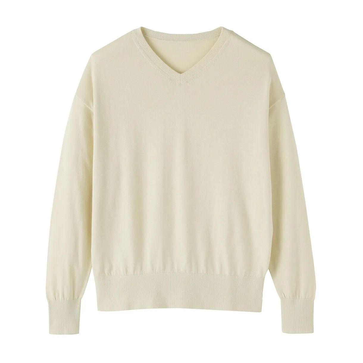 Pull à col en V en mélange de fibres de soja pour femme