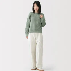 Pull à col ras du cou en tricot de coton mélangé pour femme