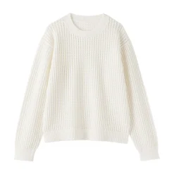 Pull à col ras du cou en tricot de coton mélangé pour femme