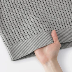 Pull à col ras du cou en tricot de coton mélangé pour femme