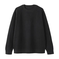 Pull à col ras du cou en tricot gaufré de coton mélangé pour homme