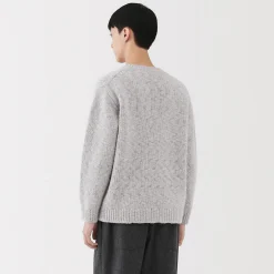 Pull à col rond à tricot épais en laine mérinos pour homme