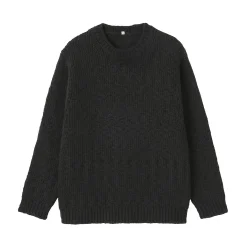Pull à col rond à tricot épais en laine mérinos pour homme