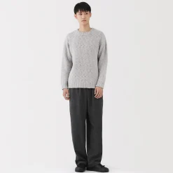 Pull à col rond à tricot épais en laine mérinos pour homme
