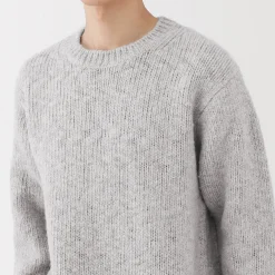 Pull à col rond à tricot épais en laine mérinos pour homme