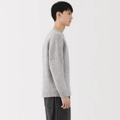 Pull à col rond à tricot épais en laine mérinos pour homme