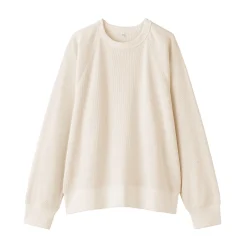Pull à col rond en coton biologique tricoté gaufré pour femme