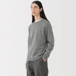 Pull à col rond en laine tricot moyen pour homme