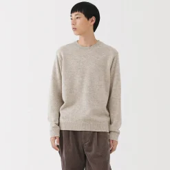 Pull à col rond en laine tricot moyen pour homme