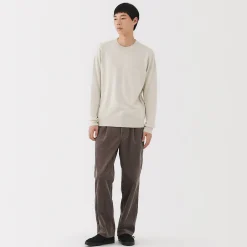 Pull à col rond en laine tricot fin pour homme