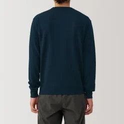 Pull à col rond en laine tricot fin pour homme