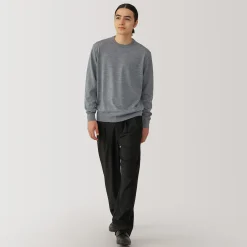 Pull à col rond en laine tricot fin pour homme