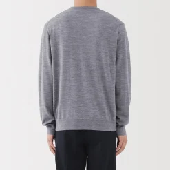 Pull à col rond en laine tricot fin pour homme