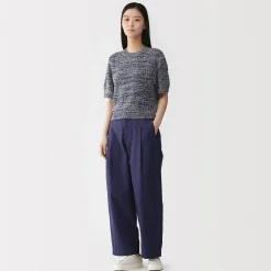 Pull à manches mi-longues bouclé en mélange de coton pour femme