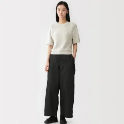 Pull à manches mi-longues bouclé en mélange de coton pour femme