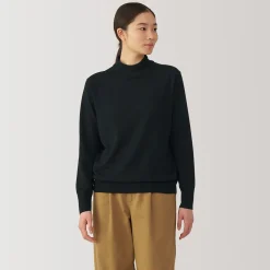 Pull col montant en laine à fine maille femme